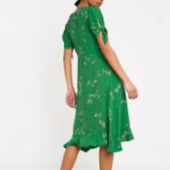 Faithfull The Brand Emilia Midi Dress Myrtille Floral Print Green L - Picture 4 of 8